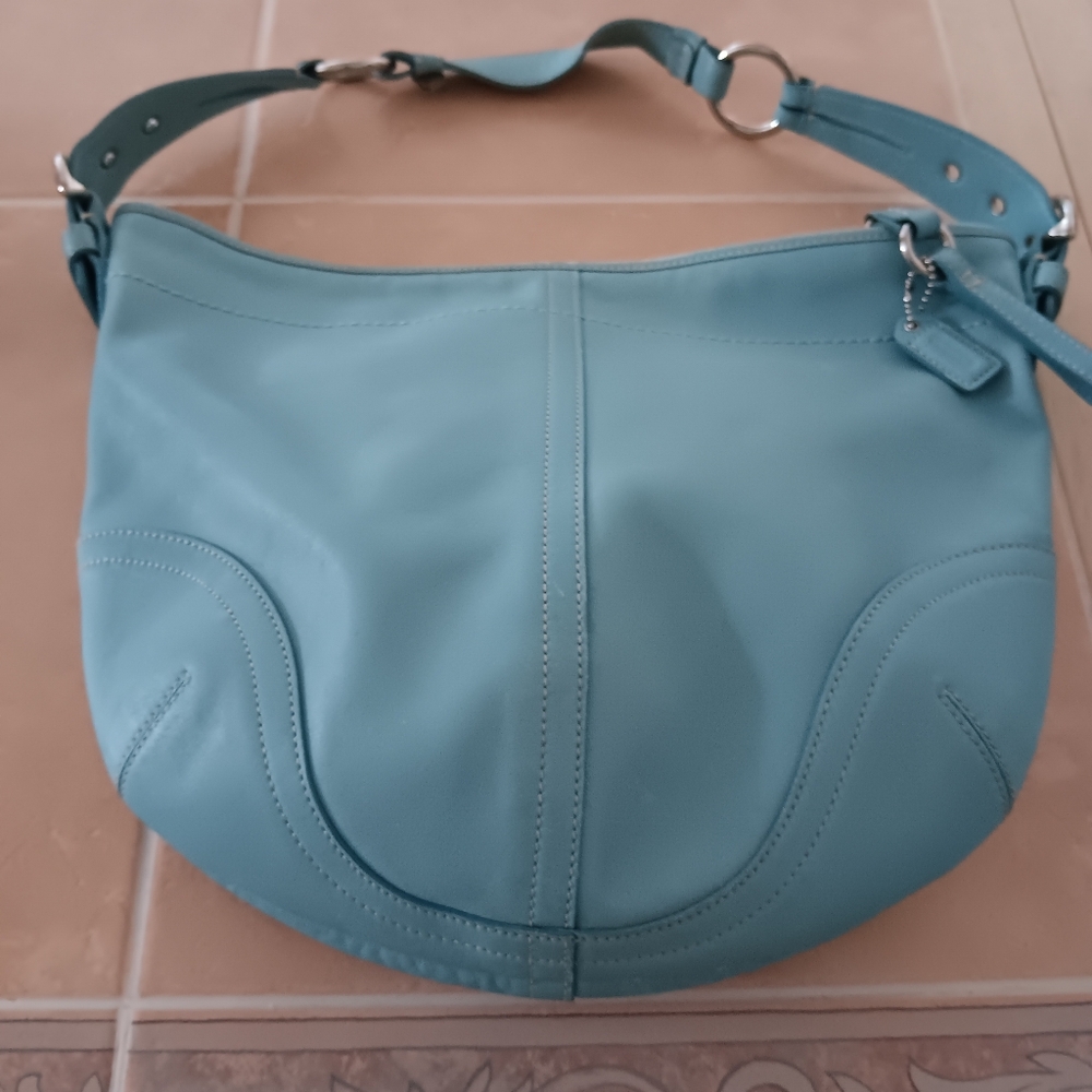 Coach Brand Hobo Blue Leather Shoulder Bag